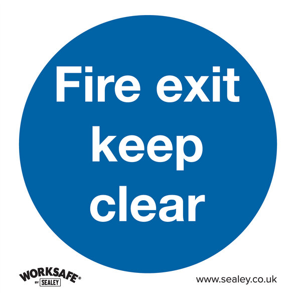 Worksafe® Fire Exit Keep Clear Safety Sign - Self-Adhesive Vinyl - SS2V1