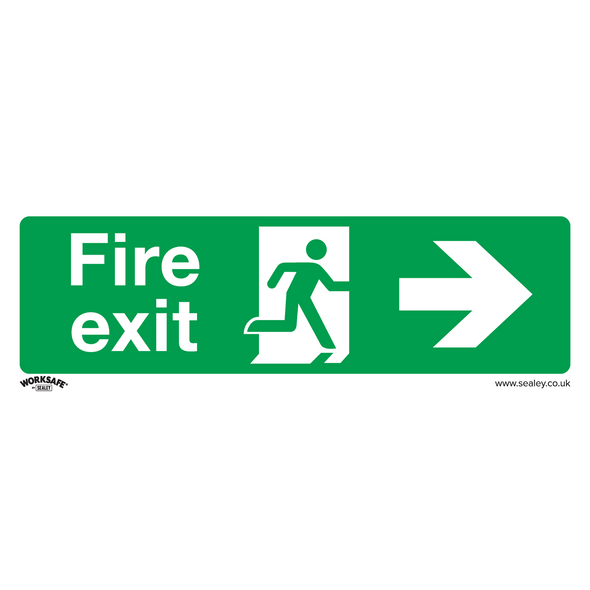 Worksafe® Fire Exit (Right) Safety Sign, Rigid Plastic - Pack of 10