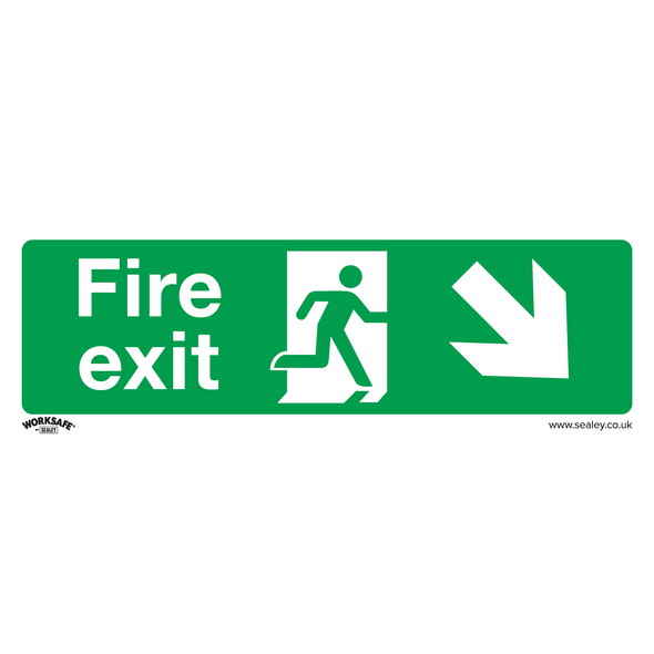 Worksafe® Fire Exit (Down Right) Safety Sign - Rigid Plastic