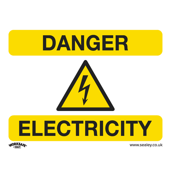 Worksafe® Danger Electricity Safety Sign, Rigid Plastic - Pack of 10
