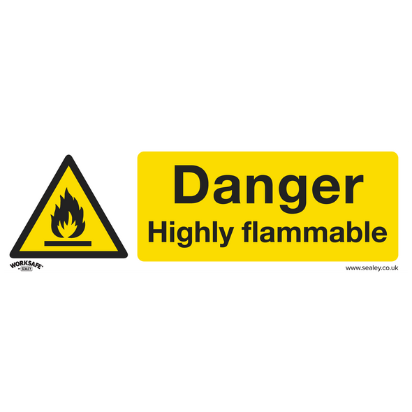 Worksafe® Danger Highly Flammable Safety Sign - Rigid Plastic
