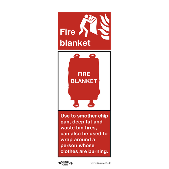 Worksafe® Fire Blanket Safety Sign, Self-Adhesive Vinyl - Pack of 10