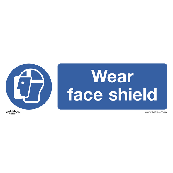 Worksafe® Wear Face Shield Safety Sign, Self-Adhesive Vinyl - Pack of 10