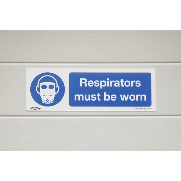 Worksafe® Respirators Must Be Worn Safety Sign, Rigid Plastic - Pack of 10