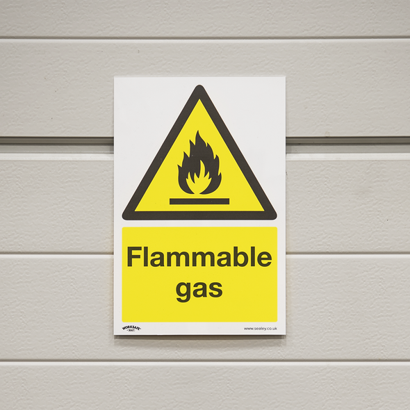 Worksafe® Flammable Gas Safety Sign - Self-Adhesive Vinyl