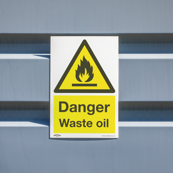 Worksafe® Danger Waste Oil Safety Sign - Rigid Plastic