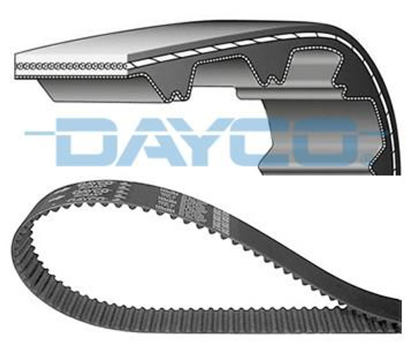 Dayco Engine Timing Belt - With Auto Tensioning for Freelander 1.8i Petrol, close-up view of the belt's textured surface and auto tensioning mechanism.