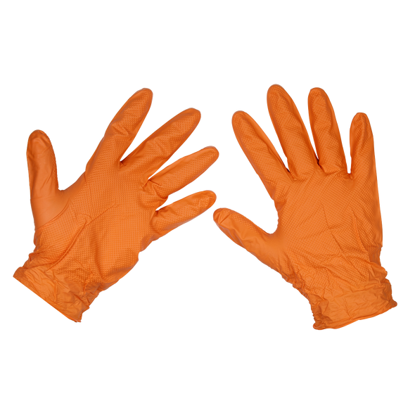 Diamond Grip Extra-Thick Nitrile Powder-Free Gloves, Orange, X-Large - Pack of 50