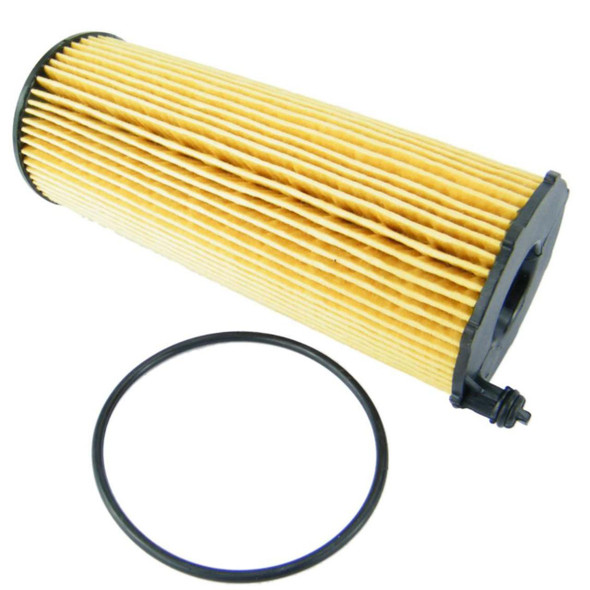 Direct Replacement Engine Oil Filter for Range Rover L322 & Sport 3.6 TDV8, image of cylindrical oil filter with pleated paper element and rubber O-ring seal.