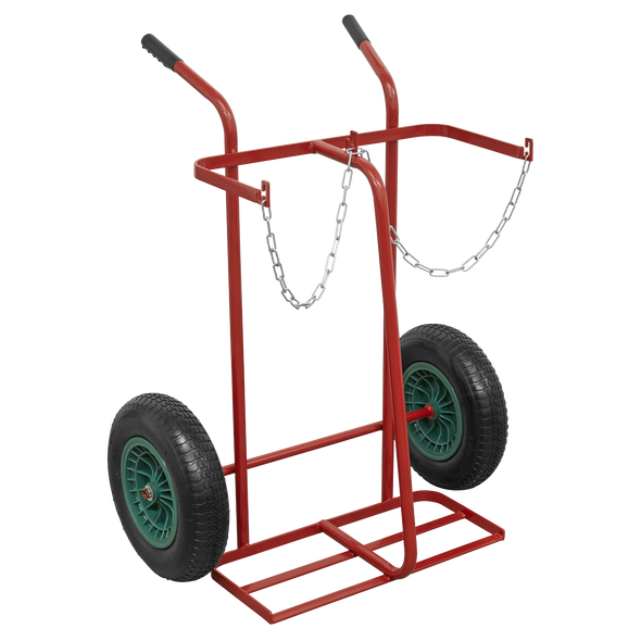 Double Gas Cylinder Trolley with Pneumatic Tyres
