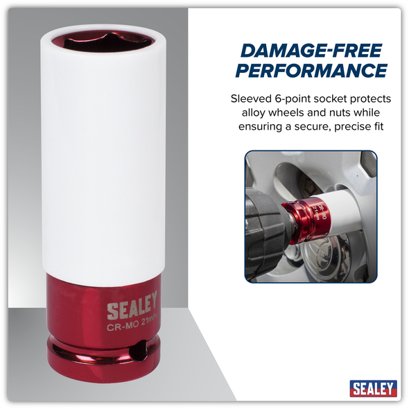 Alloy Wheel Impact Socket 1/2"Sq Drive 21mm