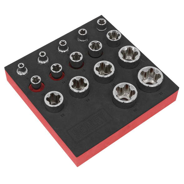 TRX-P* EPR Socket Set 1/4", 3/8" & 1/2"Sq Drive 16pc