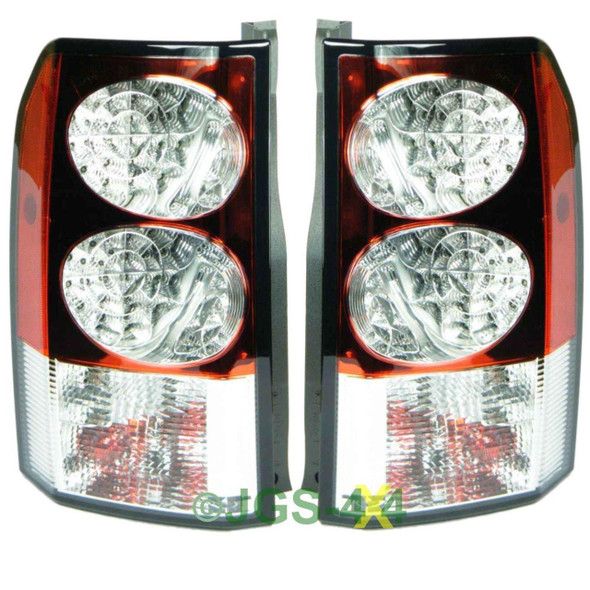 VALEO Discovery 3 & 4 Rear LED Tail Light Lamps Pair, black and red tail light with multiple LED sections for vehicle rear signalling and illumination.
