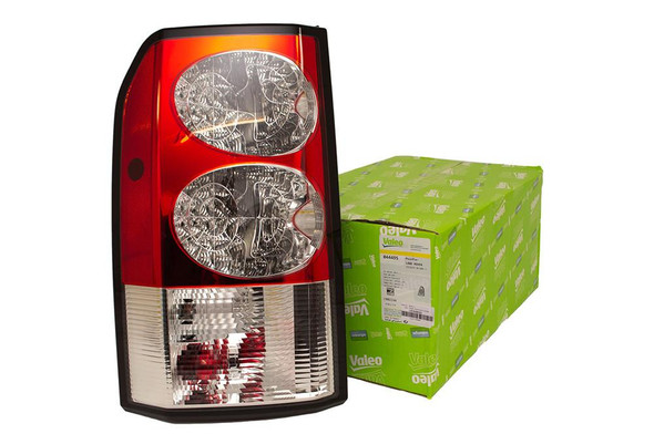 VALEO Rear LED Tail Light Lamp Left Hand for Discovery 4, automotive tail light with red, clear, and black design, and green packaging box.