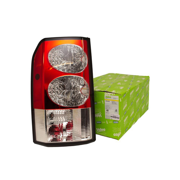 VALEO Rear LED Tail Light Lamp Left Hand for Discovery 4, automotive tail light with red, clear, and black design, and green packaging box.
