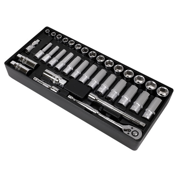 Premier Socket Set with Tool Tray 3/8"Sq Drive 35pc