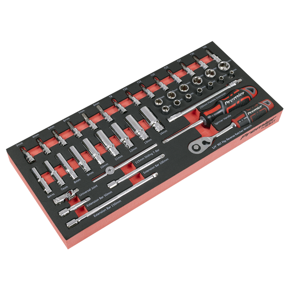 Premier Socket Set with Tool Tray 1/4"Sq Drive 44pc
