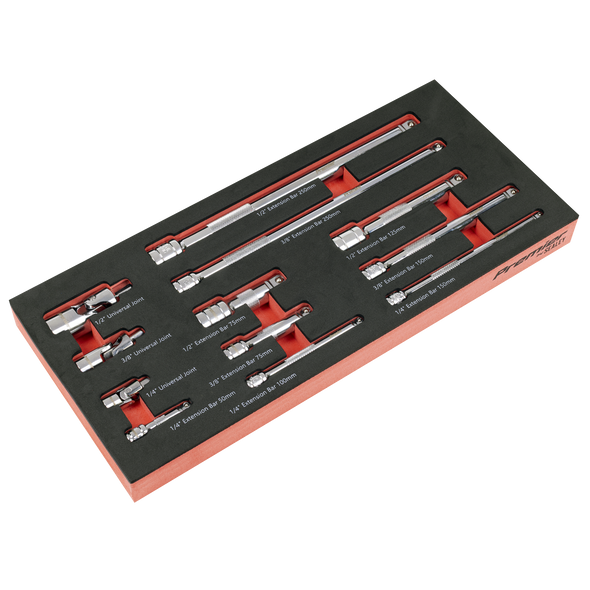 Premier Wobble Extension Bar Set with Tool Tray 1/4", 3/8" & 1/2"Sq Drive 12pc