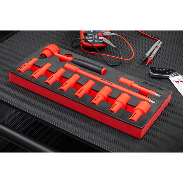 Premier Insulated Socket Set with Tool Tray 3/8"Sq Drive 11pc - VDE Approved