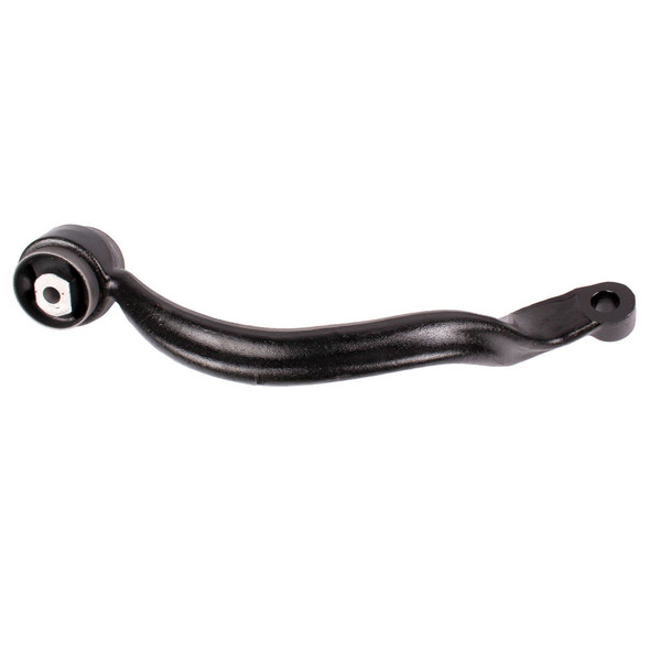 Direct Replacement Front Suspension Control Arm Upper Left Hand for Range Rover L322, black metal car part with mounting hole and curved arm design.