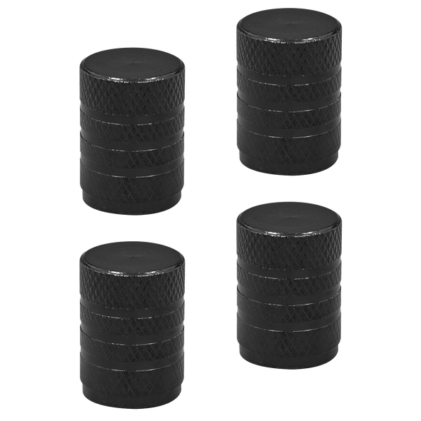 Aluminium Valve Cap 4pc - Black Anodised
