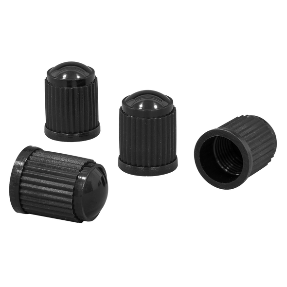Plastic Valve Caps 4pc - Black