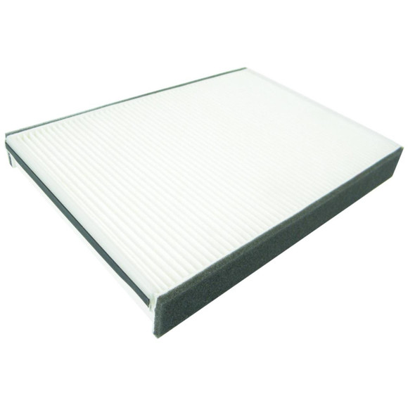 Direct Replacement Cabin Filter 2.2 TD4 for Freelander 2, clean white cabin air filter with pleated design and black frame.