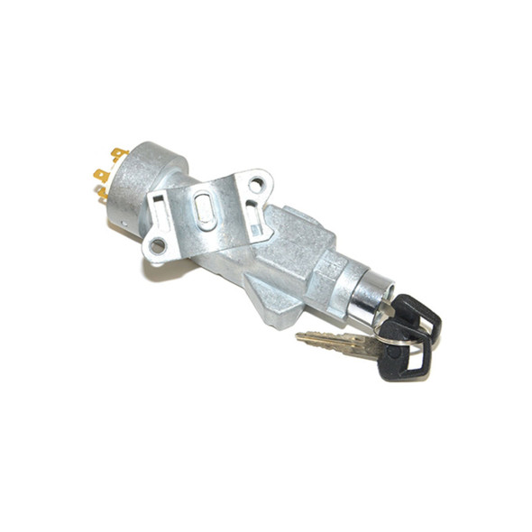 Direct Replacement Steering Ignition Switch Lock Kit for Defender, automotive ignition switch and lock set with keys, bolts, and mounting hardware.
