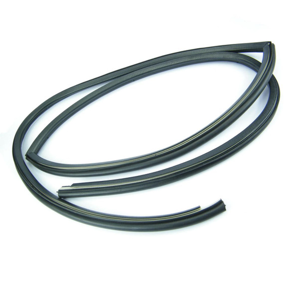 Direct Replacement Front Door Weather Seal Right Hand - LR077687, auto part for Defender & Series 3 vehicles, black rubber seal for door weatherproofing.