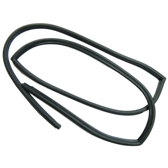 Direct Replacement Rear Door Weather Seal Left Hand for Defender 110, black rubber weather sealing strip for vehicle doors.