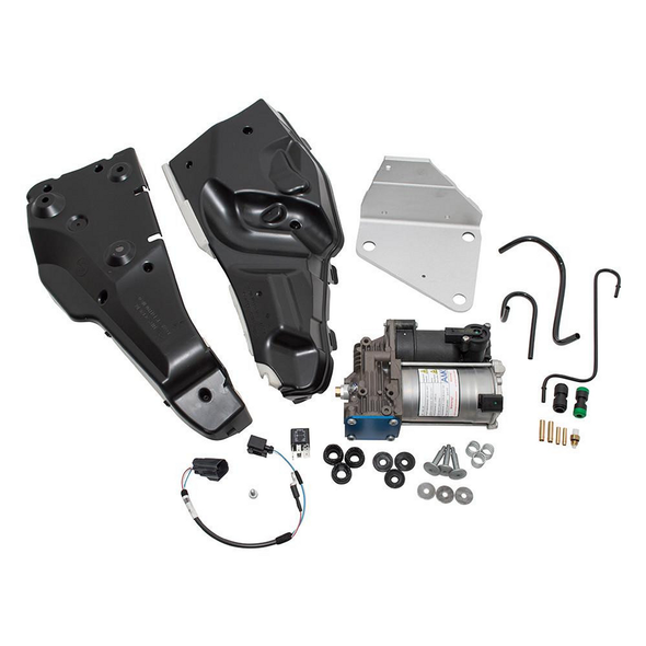 AMK Genuine AMK LR072537 Air Suspension Compressor Kit for Discovery 4 & Range Rover Sport L320, vehicle air suspension compressor and related components laid out.