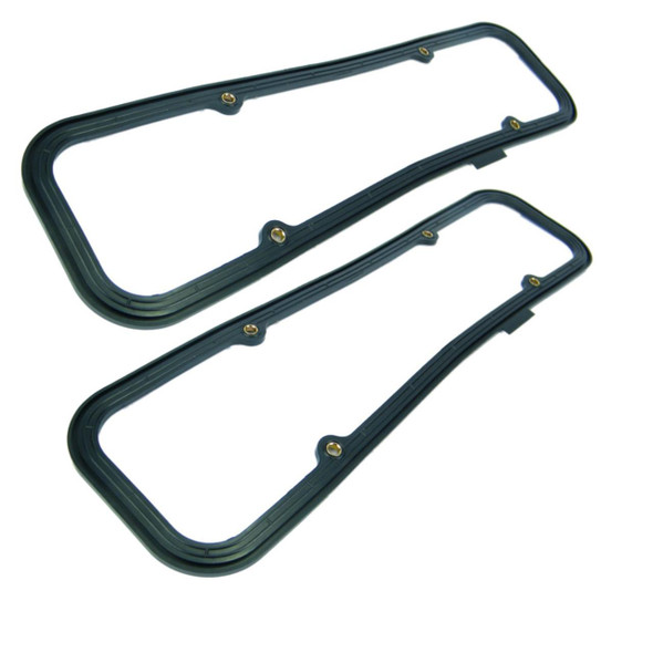 Direct Replacement Rocker Cover Gaskets for Discovery 1, 2 & Range Rover V8, engine valve cover gasket set in black with gold screw inserts for vehicle repair.