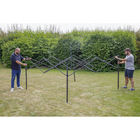 Dellonda Premium 2x2m Pop-Up Gazebo, Heavy Duty, PVC Coated, Water-Resistant Fabric, Supplied with Carry Bag, Rope, Stakes & Weight Bags - Beige Canopy