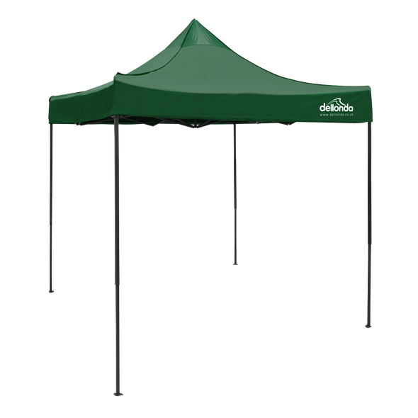 Dellonda Premium 2 x 2m Pop-Up Gazebo, Heavy Duty, PVC Coated, Water-Resistant Fabric, Supplied with Carry Bag, Rope, Stakes & Weight Bags - Dark Green Canopy
