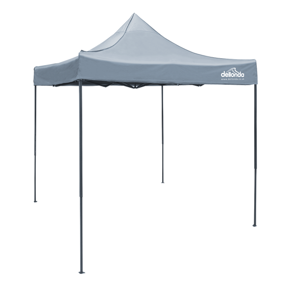 Dellonda Premium 2 x 2m Pop-Up Gazebo, Heavy Duty, PVC Coated, Water-Resistant Fabric, Supplied with Carry Bag, Rope, Stakes & Weight Bags - Grey Canopy