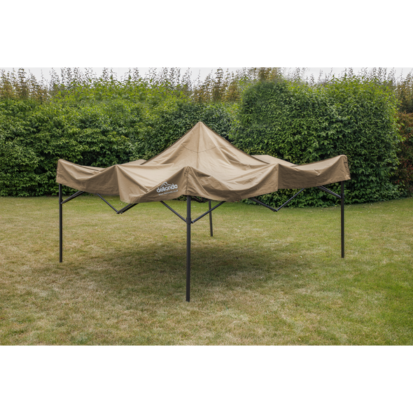 Dellonda Premium 3 x 3m Pop-Up Gazebo, PVC Coated, Water-Resistant Fabric, Supplied with Carry Bag, Rope, Stakes & Weight Bags - Beige Canopy