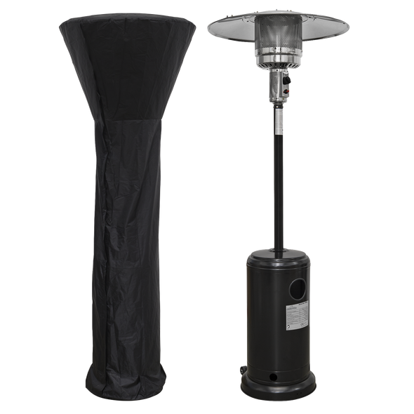 Dellonda Freestanding Gas Patio Heater 13kW with wheels for Commercial & Domestic Use, Supplied with Cover, Black