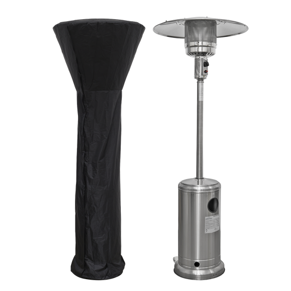 Dellonda Freestanding Gas Patio Heater 13kW with Wheels Supplied with Cover, Stainless Steel