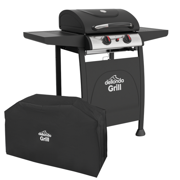 Dellonda 2 Burner Gas BBQ Grill with Piezo Ignition, Thermometer & Cover