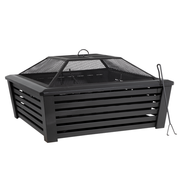 Dellonda 89cm Square Outdoor Fire Pit, Black