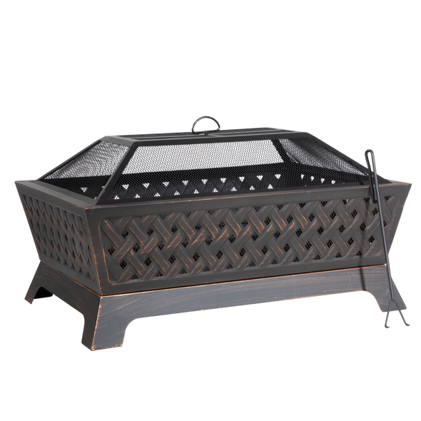 Dellonda 89cm Rectangular Outdoor Fire Pit, Antique Bronze Effect