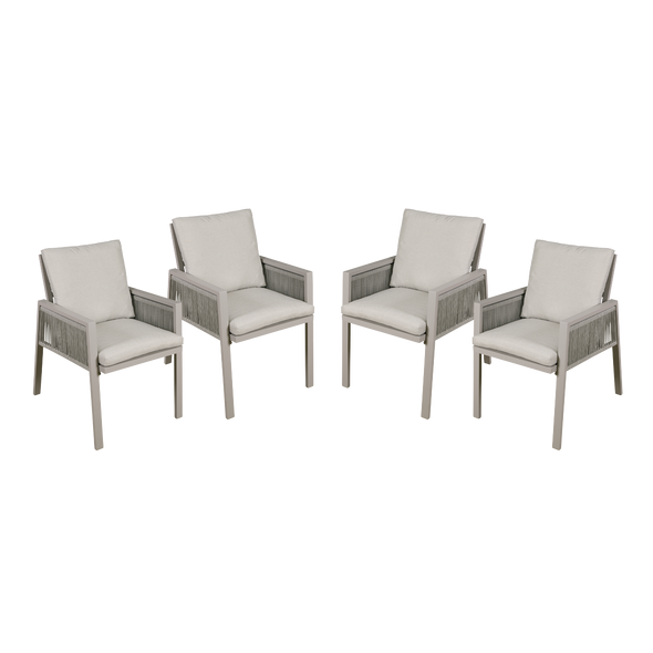 Dellonda Fusion Garden/Patio Dining Chairs with Armrests 4pc - Light Grey