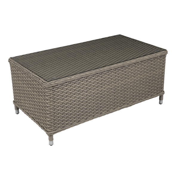 Dellonda Chester Rattan Wicker Outdoor Balcony Table with Tempered Glass Top