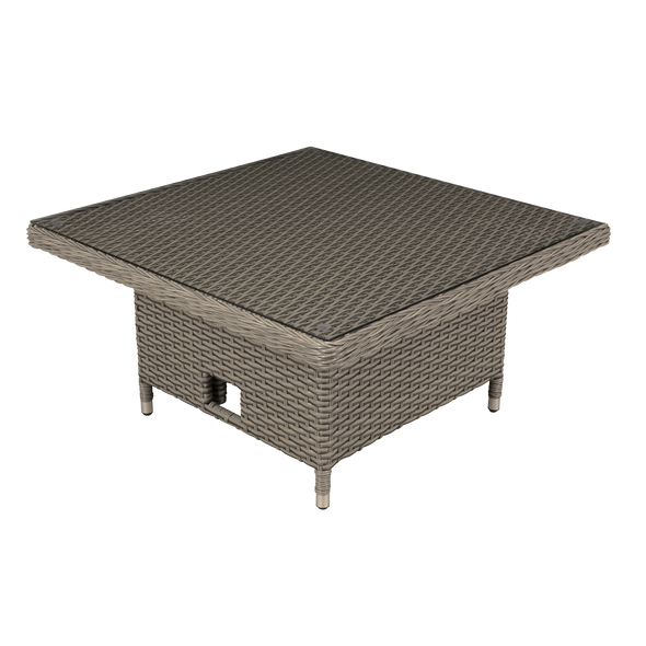 Dellonda Chester Rattan Wicker Adjustable-Height Outdoor Dining Table