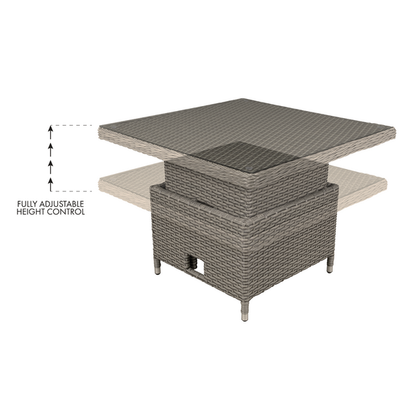 Dellonda Chester Rattan Wicker Adjustable-Height Outdoor Dining Table