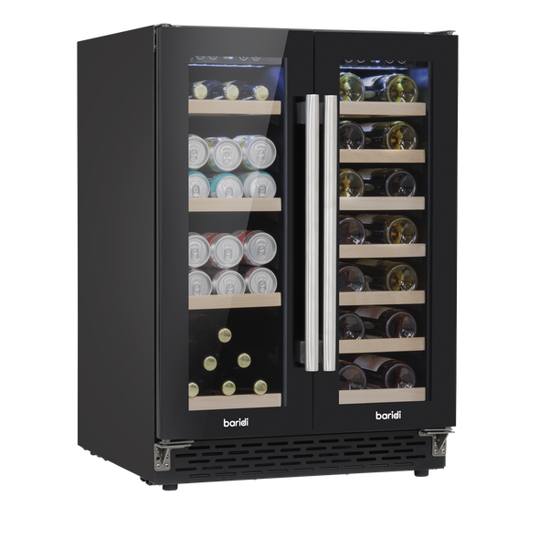 Baridi 40 Bottle/120 Can Under-Counter/Freestanding Dual Zone Wine Fridge & Cooler 60cm