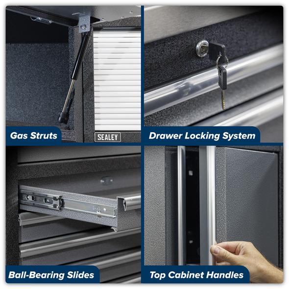 Superline PRO® Storage System with Pressed Wood Worktop 4.92m - APMSSTACK15W