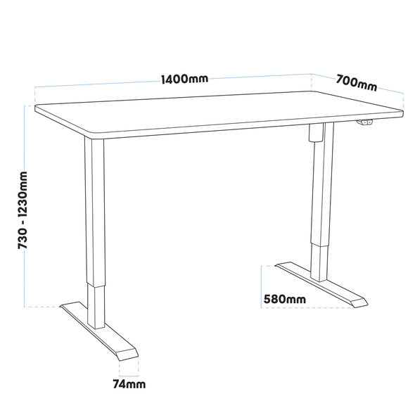 Dellonda Single Motor Ultra-Quiet Adjustable-Height Electric Sit/Stand Desk - White Desktop - DH36