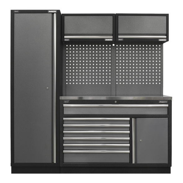 Superline PRO® Storage System with Stainless Steel Worktop 1.96m - APMSSTACK09SS