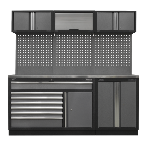 Superline PRO® Storage System with Stainless Steel Worktop 2.04m - APMSSTACK11SS